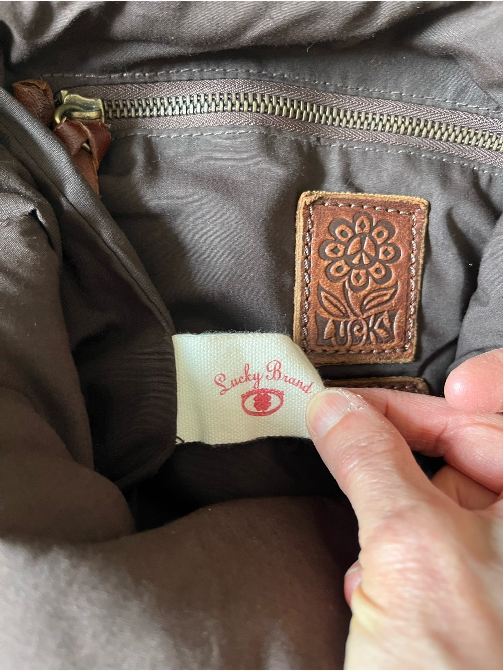 Lucky Brand Brown Leather Crossbody Bag with Stud Accents - Picture 7 of 9